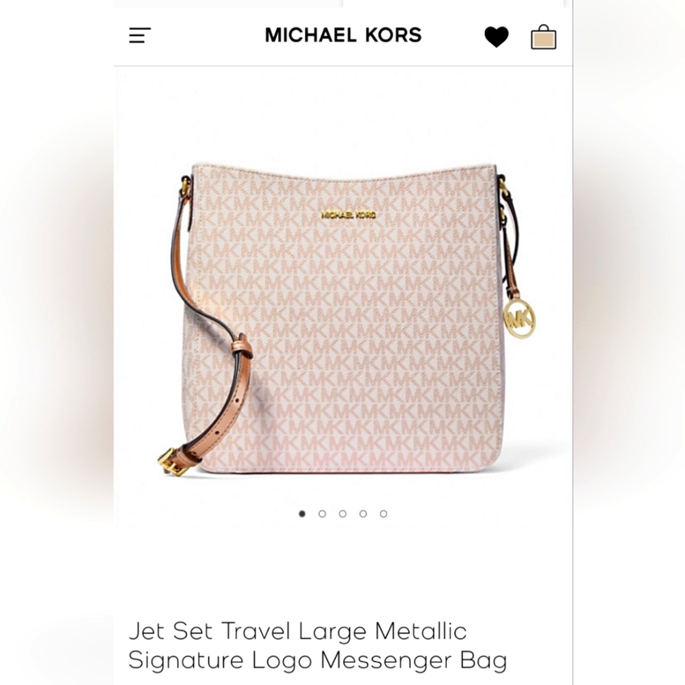 Michael Kors Pink Crossbody Bag with Adjustable Strap and Gold Hardware